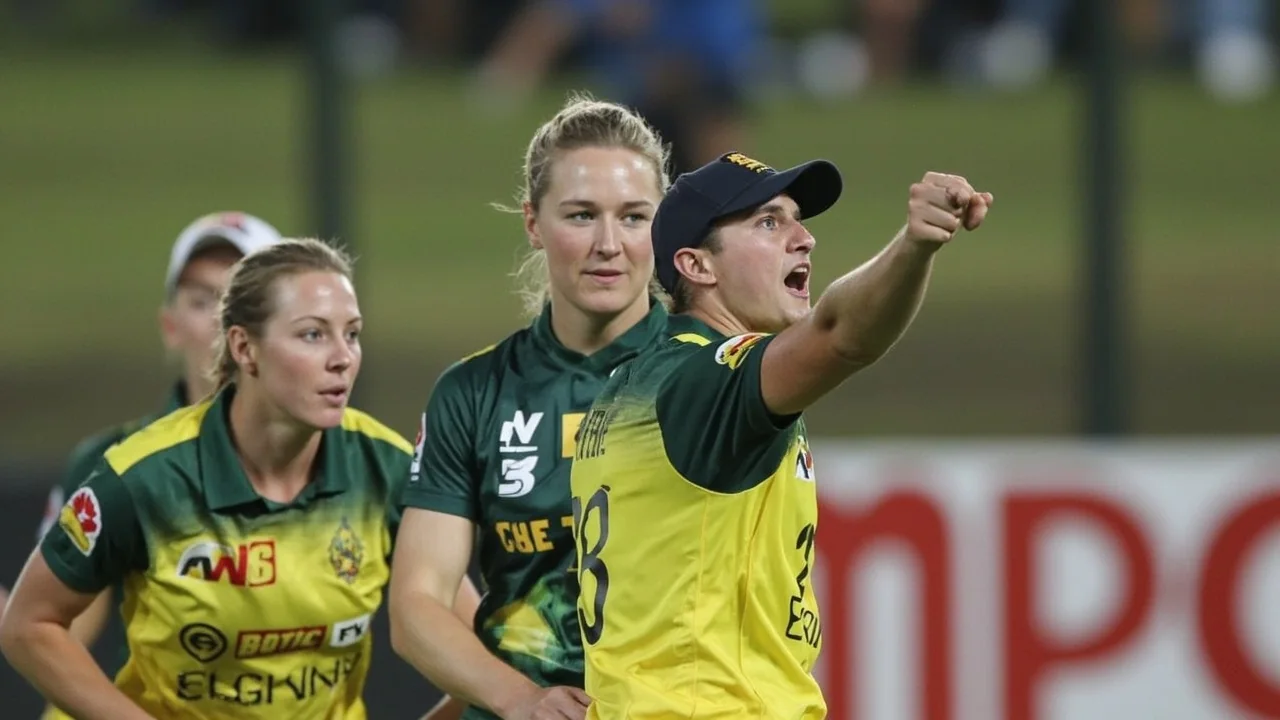 Medium tactical scene of a women’s T20 fielding captain setting the ring against the batter during the middle overs at Lord’s